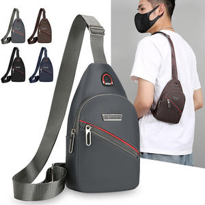 Sac de poitrine Jingpin pour homme, noir, gris, marron, bleu foncé, sac bandoulière sportif avec sangle d'épaule, poche intérieure zippée, portable - Product Image 5