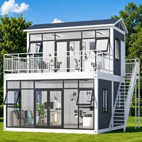 Maison conteneur modulaire démontable à deux étages en acier, pour logement, bureau, usage en camp de chantier et villa