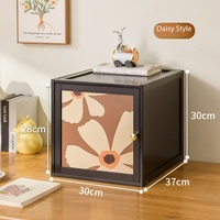 Meuble de rangement empilable vintage, organisateur modulaire avec portes à motifs artistiques pour salon, chambre et bureau