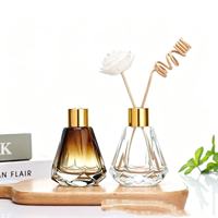 Diffuseur d'aromathérapie de luxe 60 ml vide en forme de diamant, dégradé marron transparent, articles décoratifs pour la maison, flacon en verre pour parfum