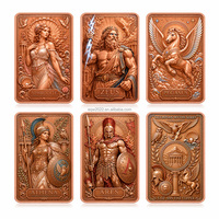 Pièce de collection en cuivre pur 999, style antique, motif dieux grecs (Zeus, Athéna, Ares, Pégase), en forme de lingot de 5 oz, en cuivre fin gaufré