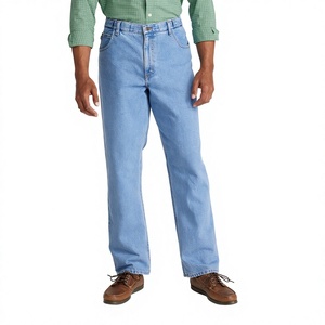 Jean en denim délavé coupe droite pour homme, jambe droite, coupe classique, vente en gros, jeans personnalisés, fournisseur d'usine OEM ODM, pantalon bleu - Product Image 5