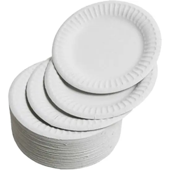 Platos de papel blanco de 6 pulgadas Platos desechables sin recubrimiento Plato de pastel de 6 "a granel