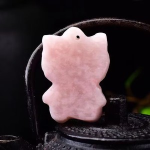 Carino piccolo ciondolo gattino naturale rosa cristallo di quarzo di alta qualità per la vendita - Product Image 3
