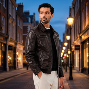 Wholesale <b>Mens</b> <b>Genuine</b> <b>Leather</b> Waterproof Bomber <b>Jacket</b> Premium Brown Streetwear Fashion <b>Jacket</b> for Winter - Product Image 2