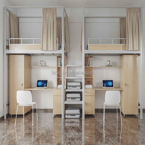 Muebles de Campus, litera de pared barata con armario, literas de metal para estudiantes adultos con escritorio de computadora, literas, juego de escaleras - Product Image 1