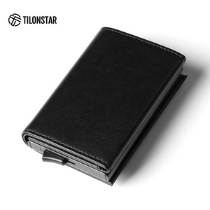 TILONSTAR TG203 Travel Accessories Gifts Men's Business Aluminum Leather Pop up ID Cards RFID Wallet Slim Credit Card Holder - Product Image 3
