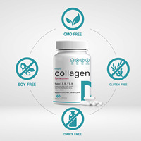 Capsules de collagène OEM ODM Beauté de l'intérieur Soutien Peau Cheveux Ongles Sans OGM Sans gluten Étiquette claire Formule personnalisée 60 unités