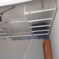 Support de palettes réglable en acier laminé à froid de calibre lourd, noir, anti-rouille, avec grille métallique intégrée pour rangement au plafond