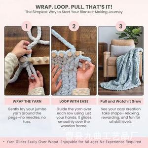 Looma Wooden DIY <b>Loom</b> Square Shape Sewing Accessory for Handmade Blanket <b>Weaving</b> Craft - Product Image 3