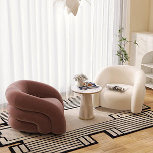 Fauteuil simple de couleur crème, forme ronde, chaise d'attente pour petits appartements et balcons - Product Image 1