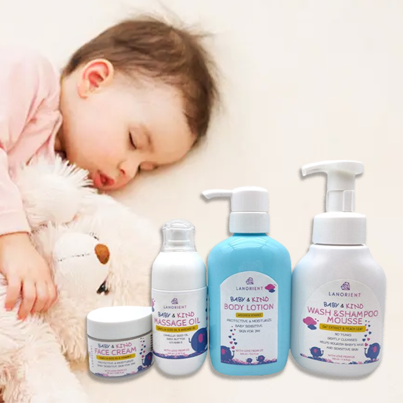 Private Label Organic Camellia Baby Bath Care Set – OEM 3-in-1 Children's Skin Nourishing & Moisturizing Skincare Collection
