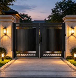 <b>Swing</b> Powder Coated Aluminum Gates Vertical Slat French Style Privacy Villa Side Gate For Courtyard - Product Image 4