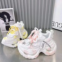 Baskets Chunky Rétro à Plateforme pour Femme, Style Dad Shoes, avec Effet Vieilli, Peintes, Motif Graffiti et Semelle Ondulée