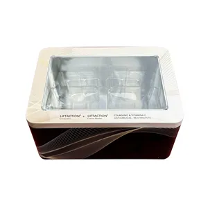 Food Grade OEM Design Custom Printed Tin Box Tea Container With Clear PVC Window
