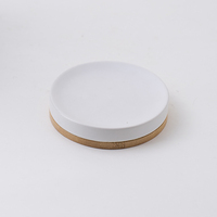 Ensemble d'accessoires de salle de bain en céramique, 5 pièces, Design moderne, avec Base en bois de bambou, effet mat pour maison et hôtel, nouveau