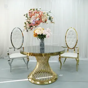 Tavolini di vetro dell'oro di forma ovale di Luckygoods di CZ210511-29 per il commercio all'ingrosso della decorazione della festa nuziale