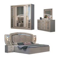 Vente en gros bon marché complet de 5 pièces ensemble de meubles de chambre à coucher moderne lit double king size à cadre en bois complet pour maison et appartement