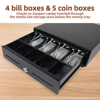 Caja Registradora Xincode para Sistema POS, 4 Compartimentos para Billetes, 5 para Monedas, Ranuras Ajustables para Monedas, 12V, RJ11, RJ12, Cerradura con Llave, GT-C330B