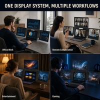 Extenseur d'écran triple pour ordinateur portable, moniteur portable de 18,5 pouces, multi-écrans pour ordinateur portable, trading Forex, trois écrans, affichage externe