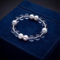 Bracelet en corde Stagna avec perles de tungstène et cristaux blancs, perles d'eau douce Edison Thousand Duo de 8 à 11 mm de diamètre