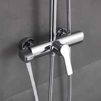Robinet de douche d'hôtel moderne en laiton chromé poli, à tête carrée et ronde, avec jet pluie, 3 voies, monocommande à débit contrôlé