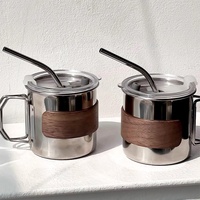 Gobelet isotherme portable en acier inoxydable pour café, tasse de camping avec couvercles et pailles