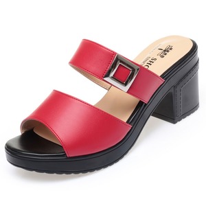 Sandales et mules Xuanhui d'été en cuir microfibre robuste noir à boucle carrée et double bride, talon carré de 7 cm - Product Image 6