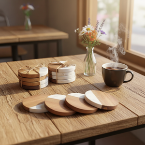 Posavasos <span class=keywords><strong>de</strong></span> Madera <span class=keywords><strong>de</strong></span> Acacia <span class=keywords><strong>de</strong></span> Diseño Único, Hexagonales, Redondos, Cuadrados, Personalizados, <span class=keywords><strong>de</strong></span> Madera y Mármol para el Hogar - Product Image 6