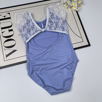Justaucorps de ballet à manches courtes en dentelle florale pour filles