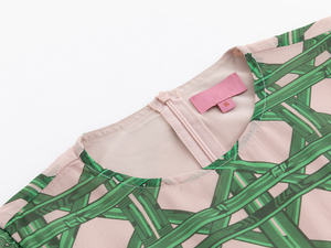Eleganti Abiti Lunghi da <span class=keywords><strong>Donna</strong></span> con Stampa Geometrica <span class=keywords><strong>Verde</strong></span> Plissettati Produttore di <span class=keywords><strong>Abbigliamento</strong></span> con 15 Anni di Esperienza - Product Image 3