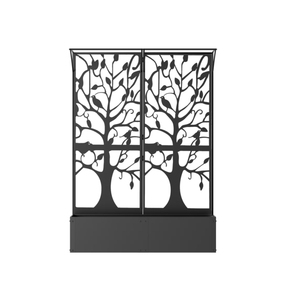 Paravent <span class=keywords><strong>en</strong></span> métal personnalisé avec motif arbre et oiseaux, jardinière intégrée, art de jardin extérieur, cloison décorative, treillis pour plantes grimpantes, décoration de patio - Product Image 3