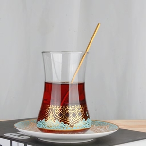 Bán buôn Thổ Nhĩ Kỳ ly cà phê thiết lập tùy chỉnh cốc cà phê thủy tinh đặt với <span class=keywords><strong>6</strong></span> cái cà phê thủy tinh và <span class=keywords><strong>6</strong></span> cái đĩa gốm - Product Image 2