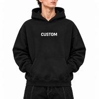 Hoodie Custom Sablon Huruf Hitam Matte Oversize Tebal Berkualitas Tinggi dengan Kantong Kanguru, Produsen Grosir Streetwear