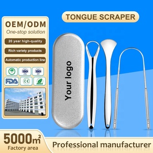 Grosir Set pengikis lidah baja tahan karat kustom dengan casing perjalanan termasuk untuk membersihkan lidah Anda - Product Image 2