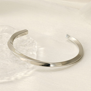 Zogxin Stainless Steel C Shape Open Bangle 18K Gold Silver Color <b>Adjustable</b> Unisex Jewelry Gift <b>Bracelet</b> - Product Image 4