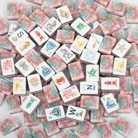 Jeu de Mahjong américain pliable automatique en acrylique rose pastel, quatre couches, motif animaux marins de la plage, 160 tuiles