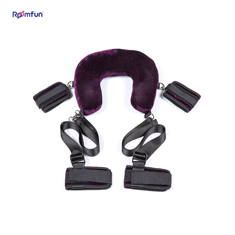 Bondage Position Master Handcuffs Ankle Cuffs Neck Harness Fuzzy Pillow Sex Love Restraint Kit