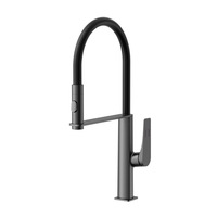 Robinet de cuisine Weihao haut de gamme en acier inoxydable chromé à levier unique avec tuyau en silicone noir pour eau chaude et froide