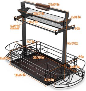 Organizador de Condimentos de Metal de 2 Niveles Oniya, Soporte Multifuncional para Parrilla de Barbacoa con Portarrollos de Papel para Restaurante o Cafetería - Product Image 2