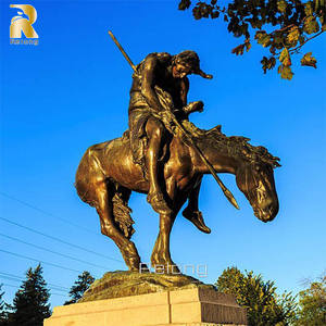 Berühmte Garten dekoration im Freien Großer Messing mann, der indische Pferdebronze-Skulptur reitet - Product Image 5
