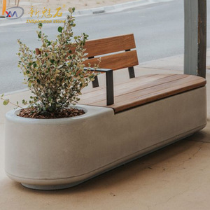 New Magic Stone Integrated Flower Box <b>Bench</b> Wpc Wood Outdoor Garden Seat Modern Design Landscape Furniture - Product Image 3