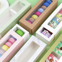 Boîte à dragées personnalisée en papier kraft recyclable avec fenêtre pour mini macarons, biscuits et desserts, idéale pour l'emballage alimentaire en gros