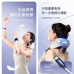 Chigo Neck Massager White Type C Rechargeable Wireless Portable For Home And Office Use - Product Image 1