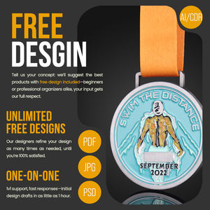 Progetta la tua medaglia di metallo personalizzata in lega di zinco 3D 5K maratona di calcio Taekwondo nuoto gara Finisher premio medaglie sportive - Product Image 4