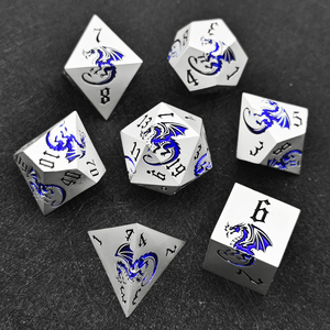 Dado poliédrico 3D de dragón tallado en aleación de zinc, dados de rol con bordes afilados, juego de mesa de 7 piezas, dados pesados para DND, proveedor mayorista a granel - Product Image 1