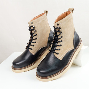 Men's <b>Work</b> <b>Boots</b> British Style Outdoor Genuine <b>Leather</b> American Vintage Chunky Sole Casual <b>Boots</b> Comfortable Durable Stylish - Product Image 3