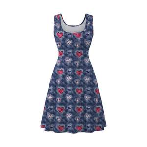 Vestido con Estampado Completo y Logotipo Personalizado, con Bolsillos, para Mujer, Talla Grande, Holgado, Sin Mangas, Cuello Redondo, Casual - Product Image 4