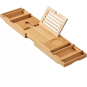 Bañera plegable de bambú de alta calidad, bandeja de baño de madera de lujo, patas ajustables, fácil de usar para juegos de baño de ducha de Hotel en casa - Product Image 1
