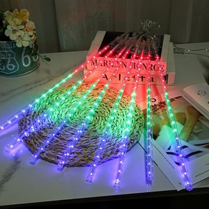 Luces de lluvia de meteoritos de <span class=keywords><strong>cascada</strong></span> de 30CM, luces de lluvia que caen al aire libre RGB con energía Solar para fiesta de jardín de Navidad - Product Image 6